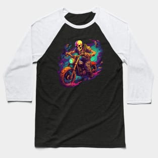 Epic Skeleton Motorcycle Baseball T-Shirt